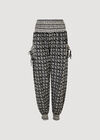 Batik Floral  Woven Smocked Joggers, Black, large