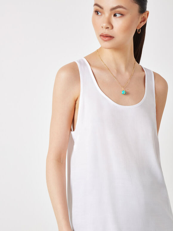 Soft Satin Tank Top, Cream, large