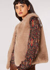Faux Fur Cropped Gilet, Brown, large