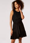 Linen Blend Button-Down Mini Skirt, Black, large