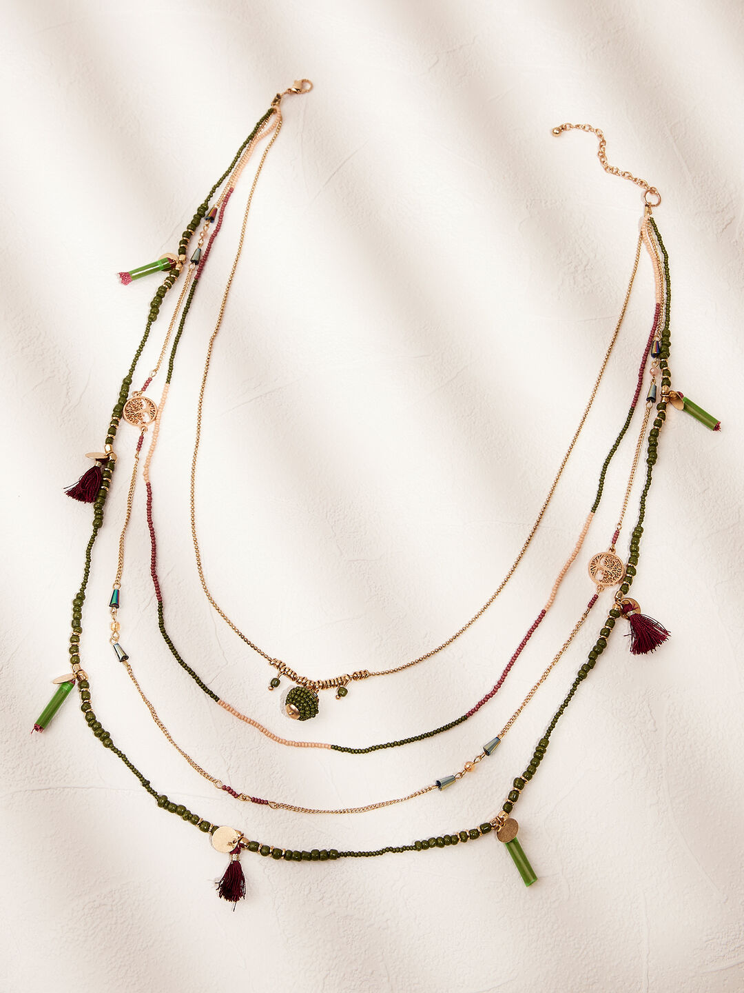Image of Gold Tone Layered Beaded Necklace