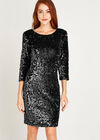 Sequin Bodycon Dress, Black, large