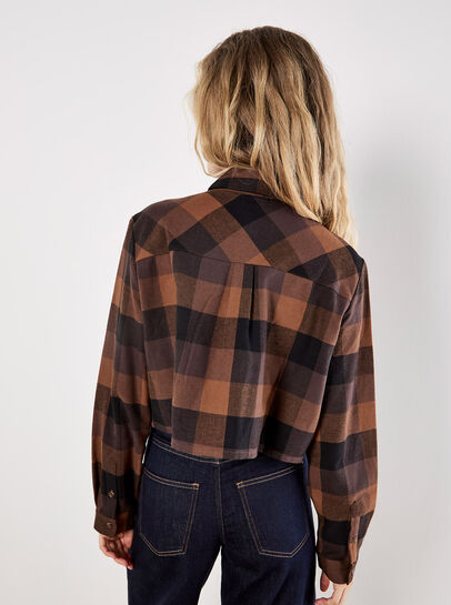 Check Print Cropped Shirt
