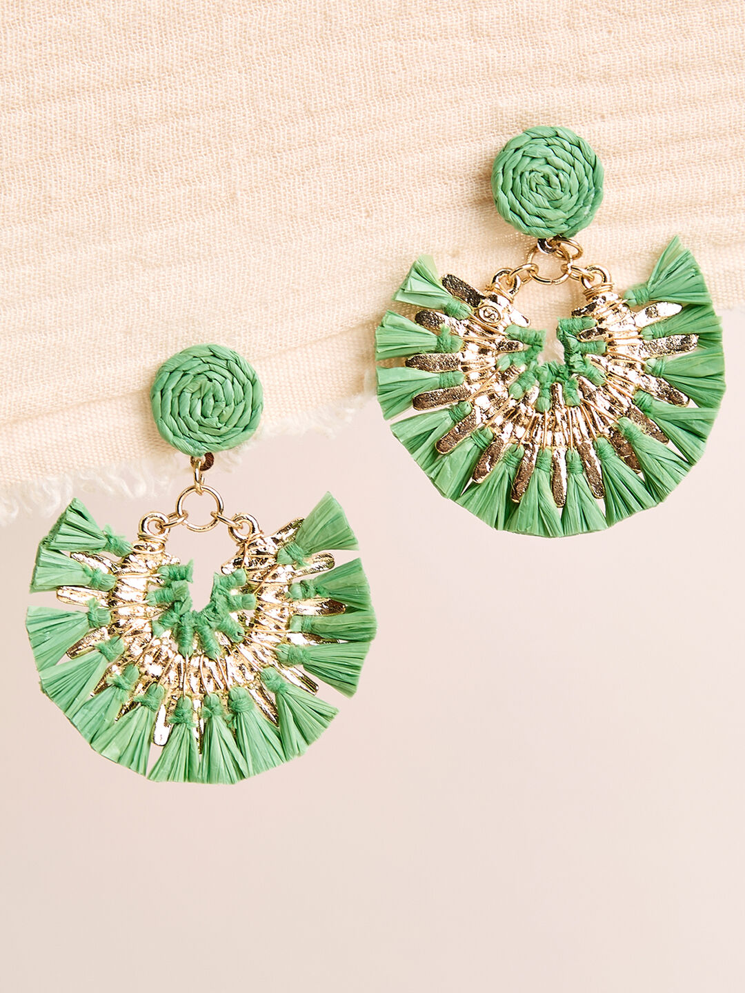 Image of Raffia Gold Fan Earrings