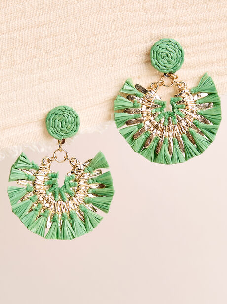 Raffia Gold Fan Earrings