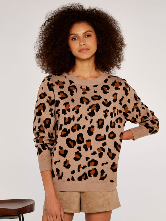 Animal Open Back Jumper, Stone, large