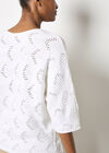 Textured Pointelle Batwing Jumper, White, large