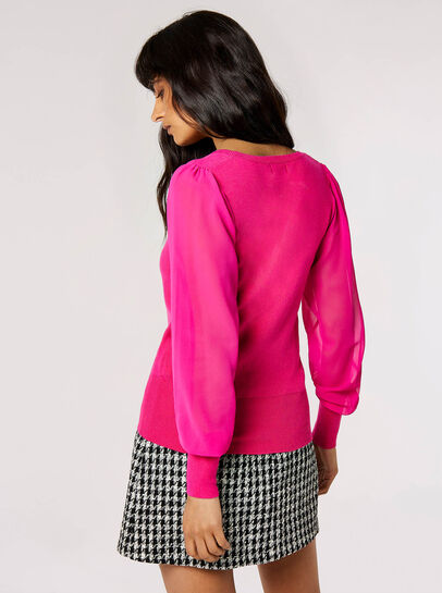 Chiffon Sleeve Knitted Jumper