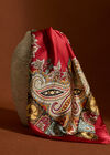 Printed Satin Scarf, Red, large