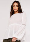 Crinkle Dobby Balloon Sleeve Top, Cream, large