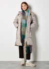 Longline Padded Puffer Coat, Stone, large