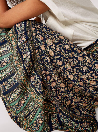 Sarasa Floral Border Maxi Skirt