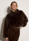 Luxe Faux Fur Short Jacket, Brown, large