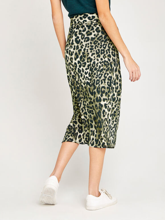 Stone Leopard Print Wrap Skirt, Stone, large