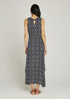 Navy Mosaic Tile Hanky Hem Maxi, Navy, large