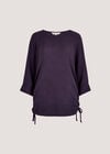 Soft Touch Drawstring Batwing Top, Purple, large