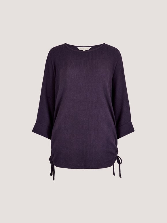 Soft Touch Drawstring Batwing Top, Purple, large