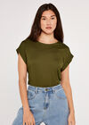 Curved Hem Tee, Green, large