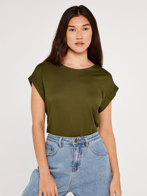 Curved Hem Tee, Green, large