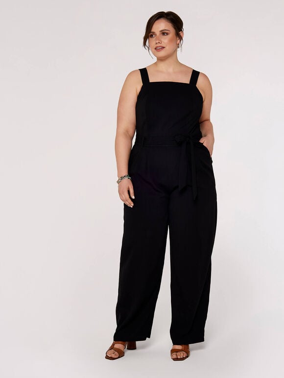 Curve Dungaree Jumpsuit, Black, large
