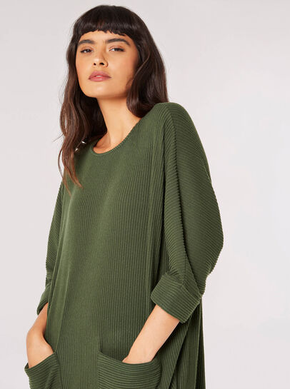 Ribbed Knit Cocoon Mini Dress
