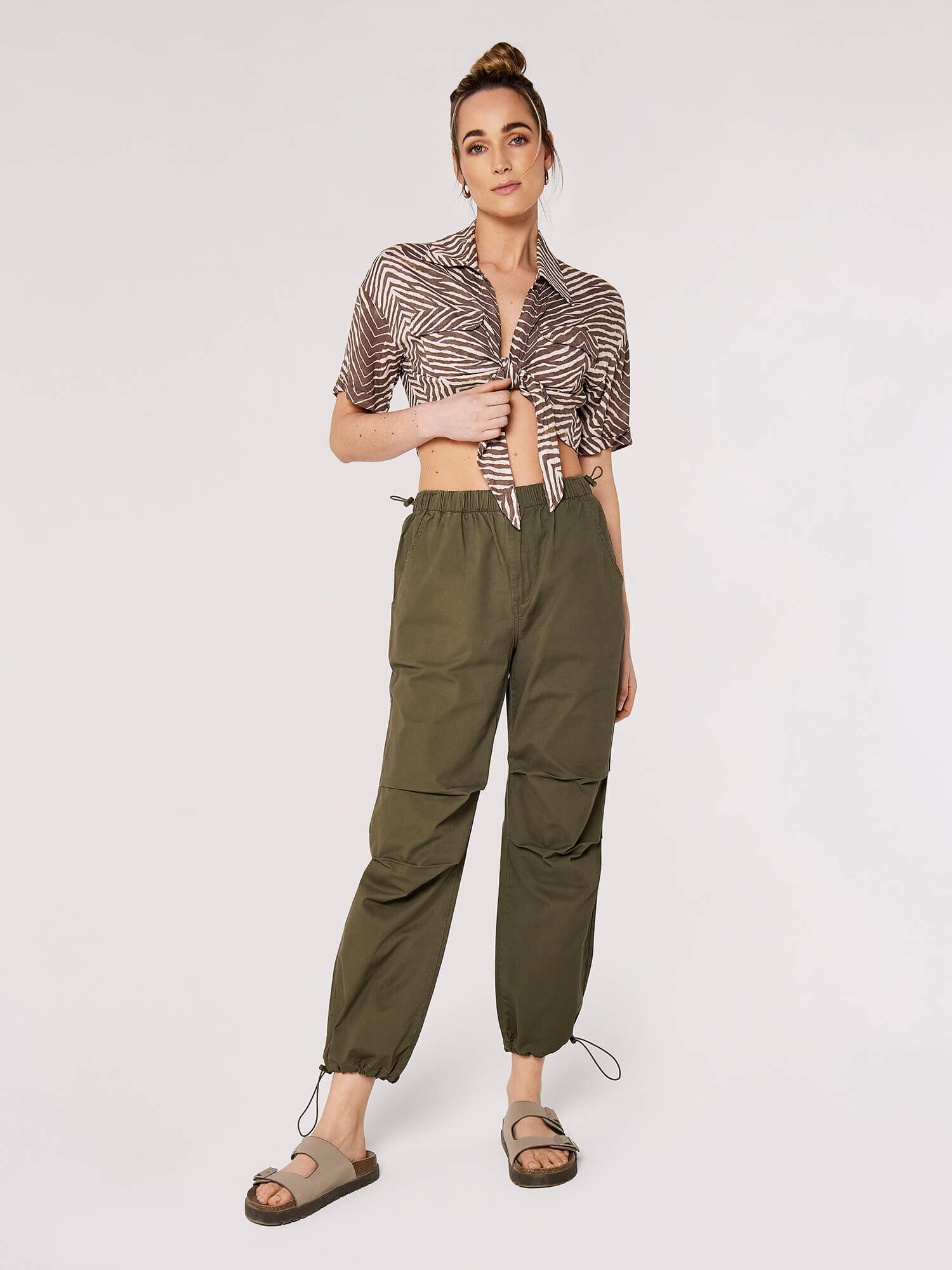 Luna High Waist Cargo Trousers  Trousers  Shorts from Yumi Clothing UK