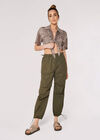 Pleat Tie Cargo Trousers, Khaki, large