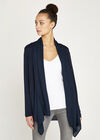 Chiffon Waterfall Hem Cardigan, Navy, large
