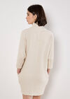 Textured Cable Knit Cocoon Jumper Mini Dress, Stone, large