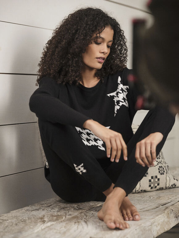 Dogtooth Star Jumper, Black, large