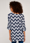 Chevron Stripe Batwing Top, Grey, large