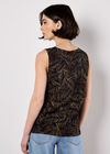 Batik Leaf Print Vest Top, Black, large
