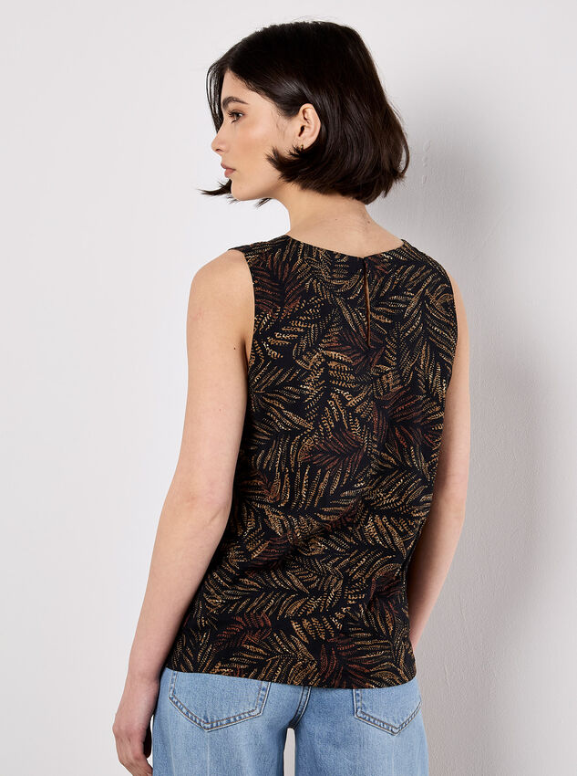 Batik Leaf Print Vest Top, Black, large