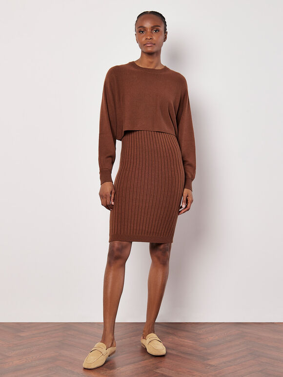 Cropped Batwing Jumper, Rust, large