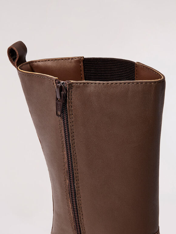 Brown Platform Boots, Brown, large