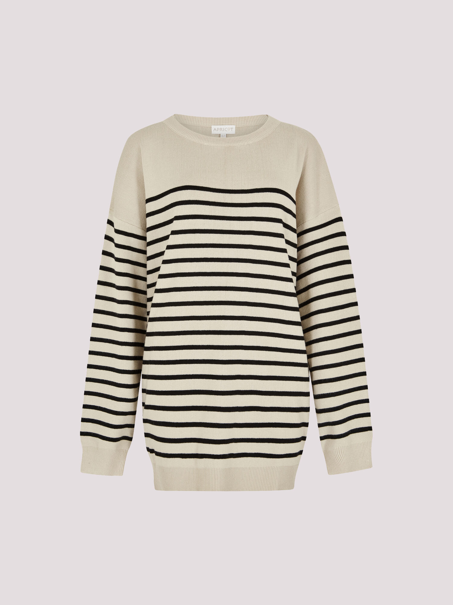 Stripe Rib Knit Longline Jumper Apricot Clothing