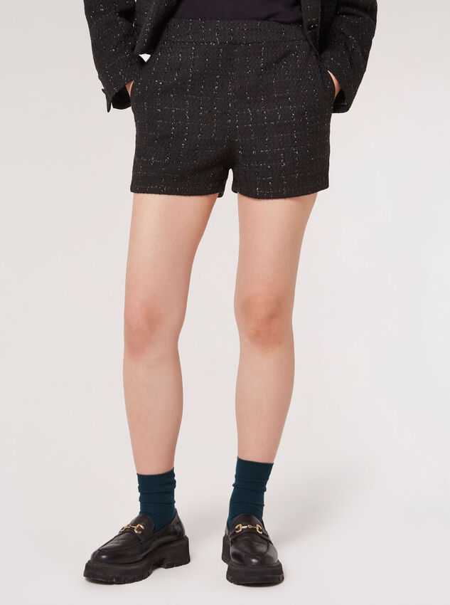 Black Tweed Shorts, Black, large