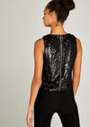 Sequin Crop Top, Black, large