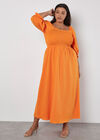 Milkmaid Smock Maxi Dress, Orange, large