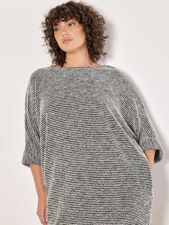 Curve Boucle Cocoon Mini Dress, Black, large