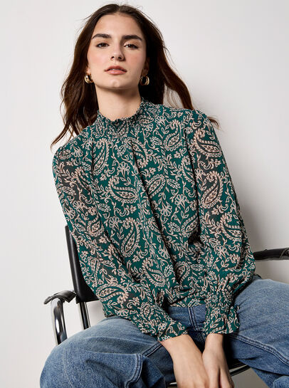 Paisley Print Chiffon Top