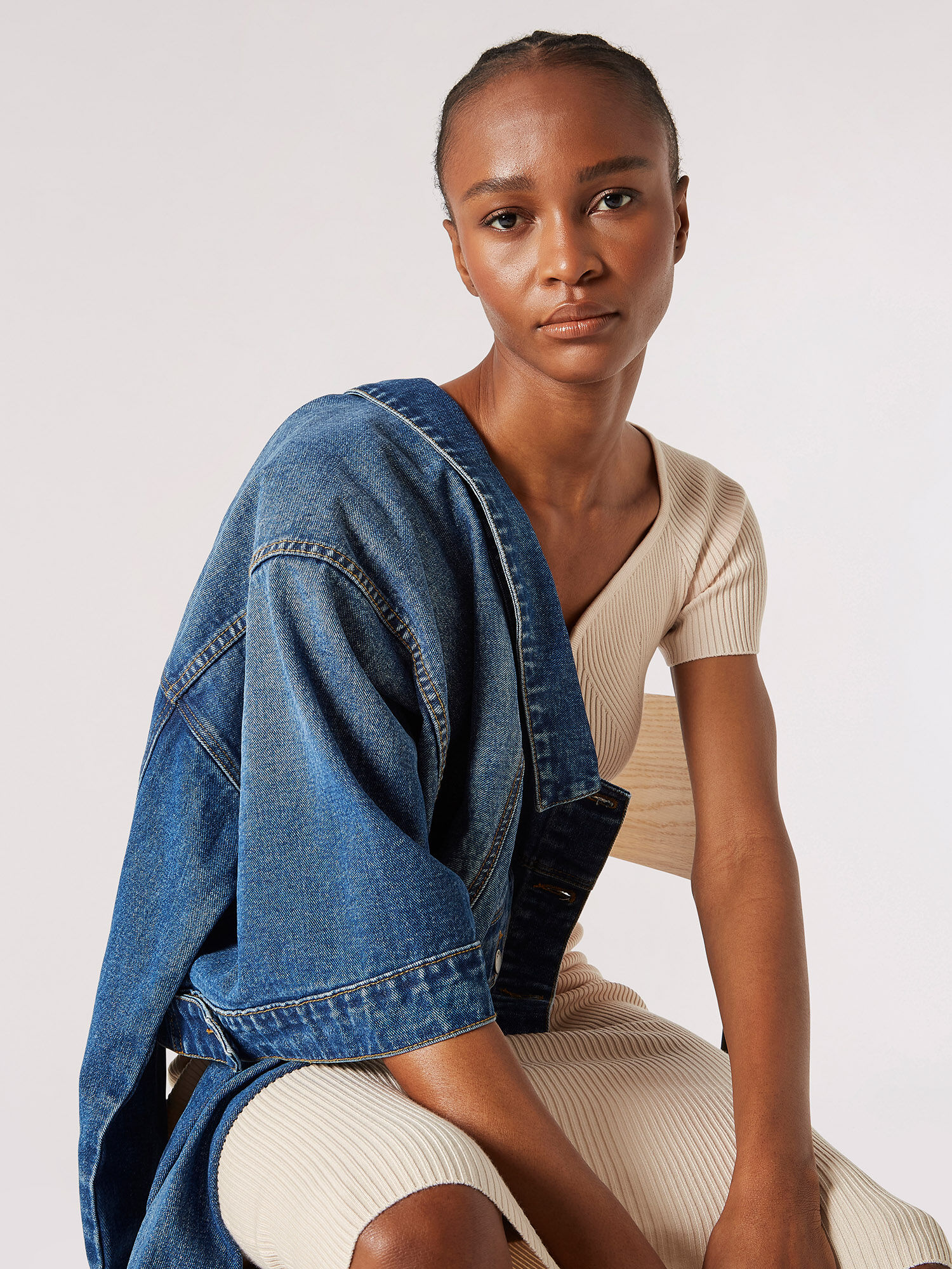 Stone ribbed knitted cheap midi cardigan