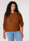 Curve Off Shoulder Ribbed Jumper, Rust, large