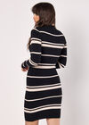 Stripe Ribbed Knit Mini Dress, Black, large