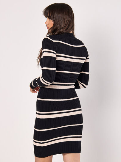 Stripe Ribbed Knit Mini Dress