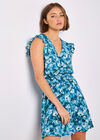 Floral Chiffon Mini Dress, Blue, large