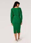 Knitted Wrap Midi Dress, Green, large