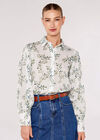 Flowing Leaves Cotton Shirt, Cream, large