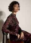 Floral Mesh Midi Dress, Black, large