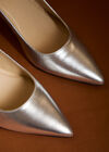 Leather Stiletto Heel Shoes, Silver, large